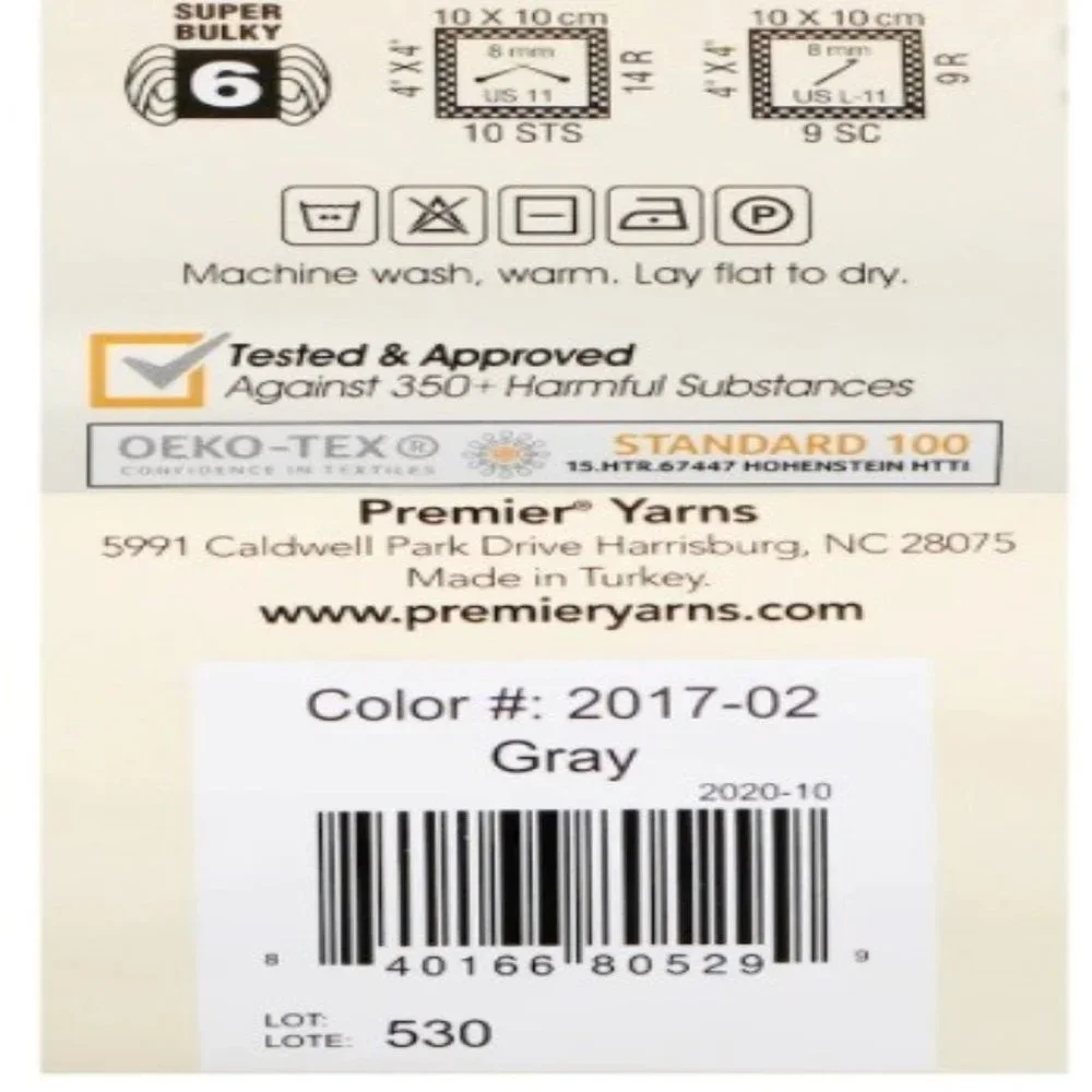 NWT Just Chenille Yarn Gray lot of 4 skeins - Picture 5 of 5